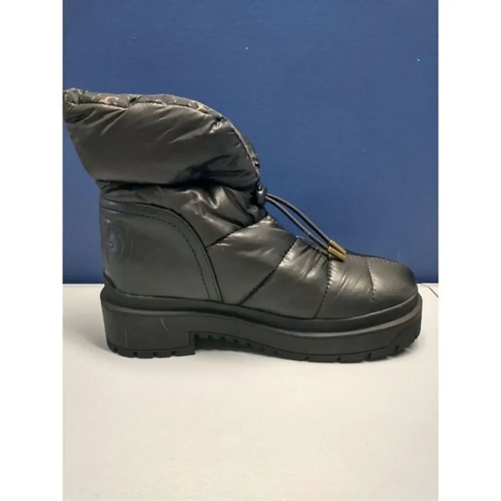 Guess Winter Ankle Snow Boots Womens Size 6.5 Black Leather Puffer‎ Pull On